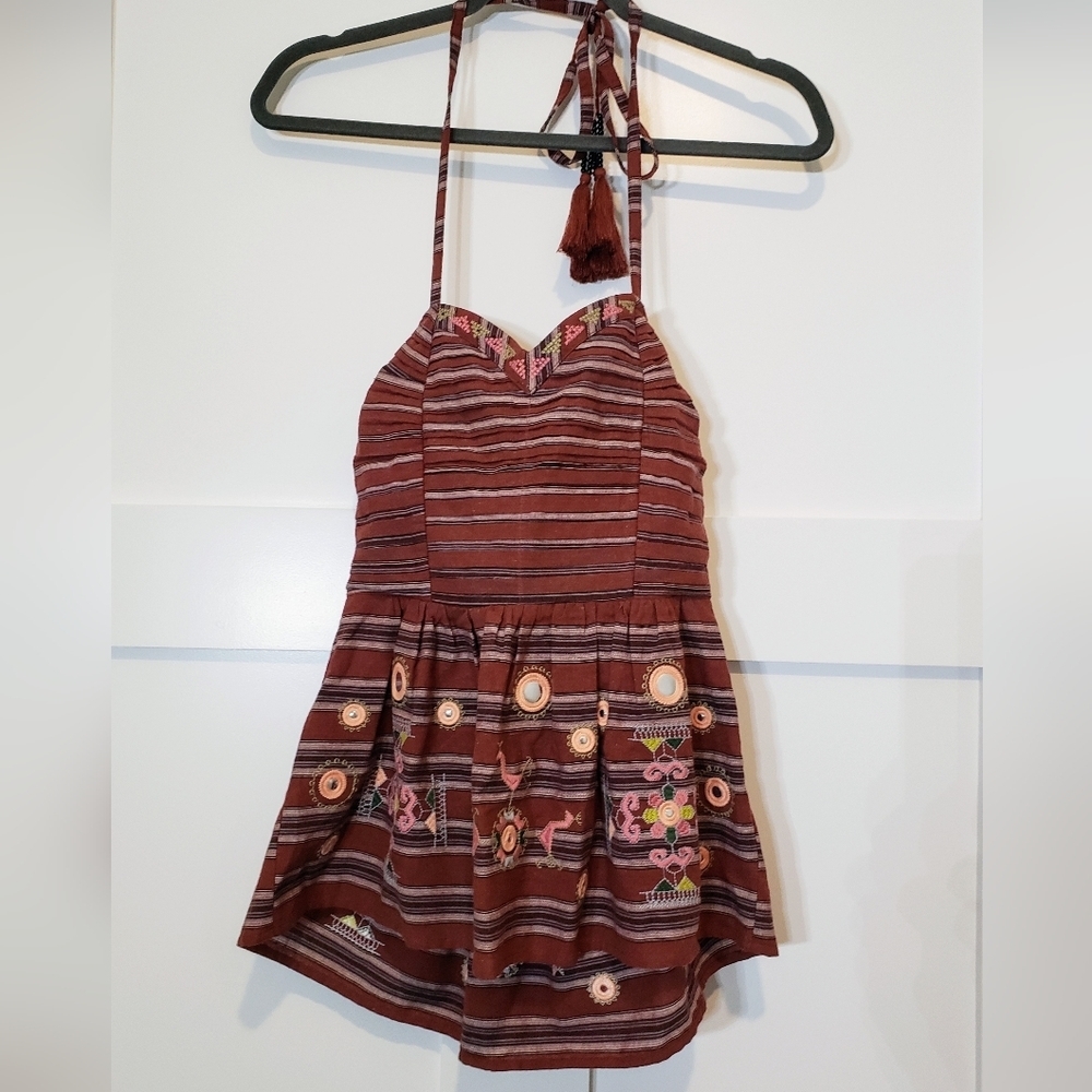 Altar'd State NWT Peplum Halter Top Rust Cinnamon Boho Size Small Artsy …
